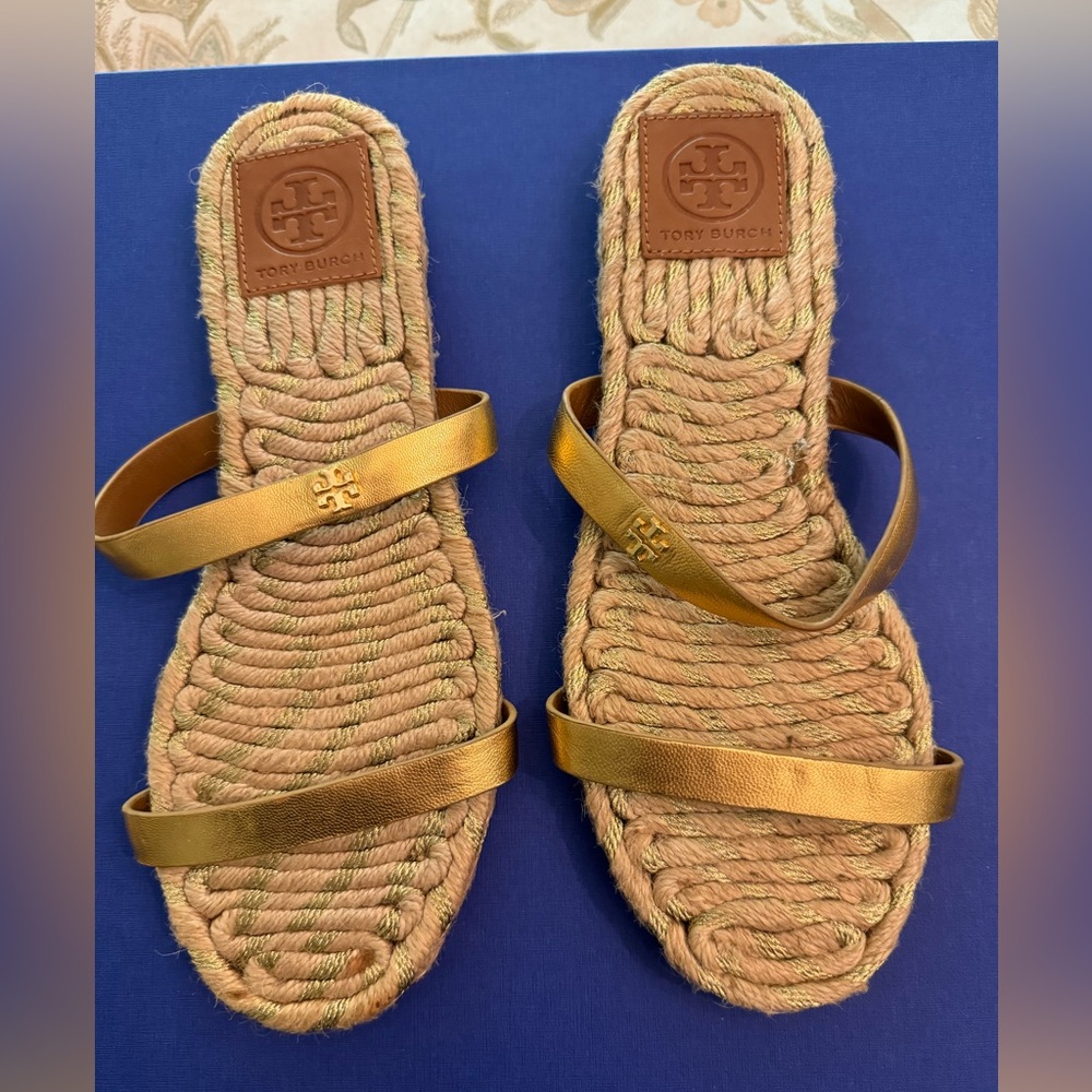 Tory Burch two gold band sandals
